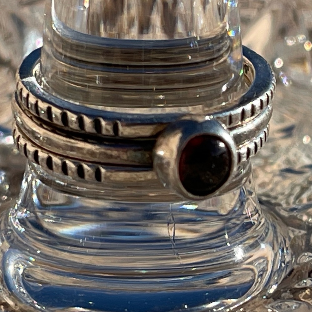 Garnet & Sterling Stack Rings (3) - Picture 5 of 14